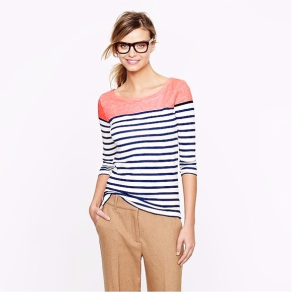 J. Crew Factory Tops - J. Crew Factory Colorblock Stripe Boatneck Tee